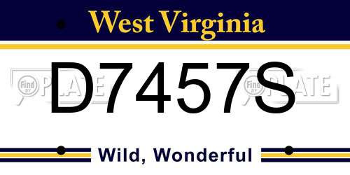 D7457S West Virginia License Plate