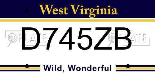 D745ZB West Virginia License Plate