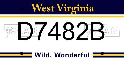 D7482B West Virginia License Plate