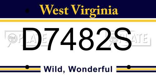 D7482S West Virginia License Plate