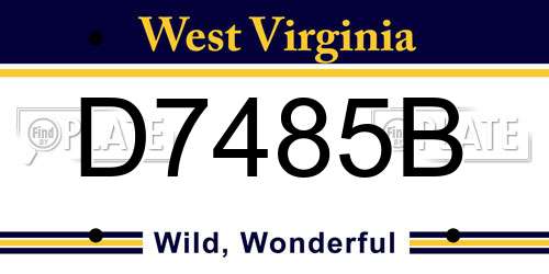 D7485B West Virginia License Plate