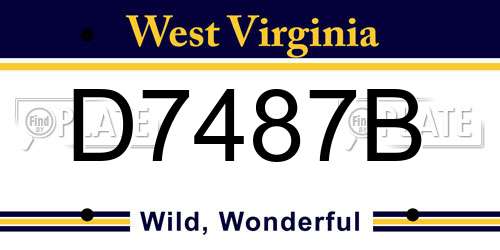 D7487B West Virginia License Plate