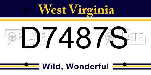 D7487S West Virginia License Plate