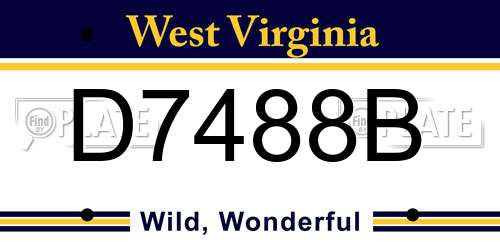 D7488B West Virginia License Plate