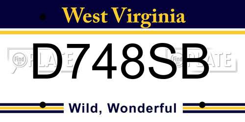 D748SB West Virginia License Plate