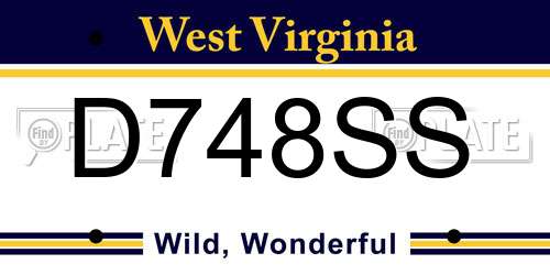 D748SS West Virginia License Plate