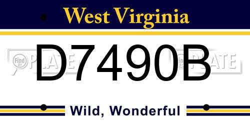 D7490B West Virginia License Plate