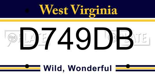 D749DB West Virginia License Plate