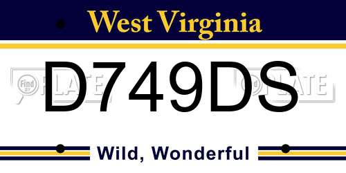 D749DS West Virginia License Plate