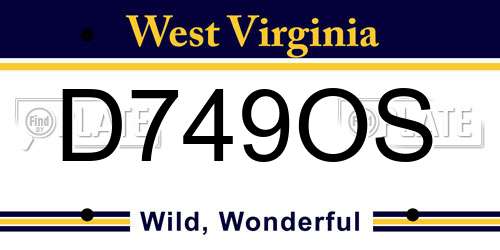 D749OS West Virginia License Plate
