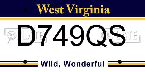 D749QS West Virginia License Plate