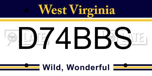 D74BBS West Virginia License Plate