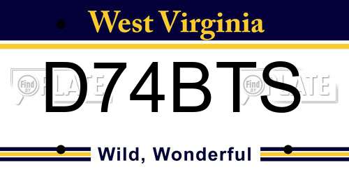 D74BTS West Virginia License Plate