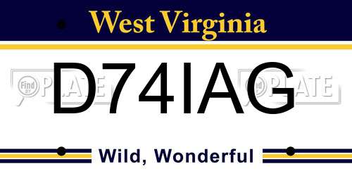 D74IAG West Virginia License Plate