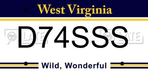 D74SSS West Virginia License Plate