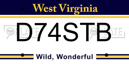 D74STB West Virginia License Plate