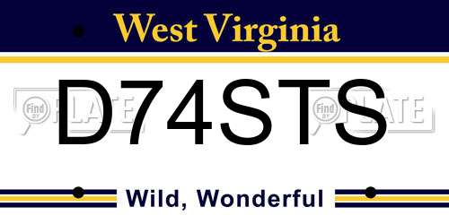 D74STS West Virginia License Plate