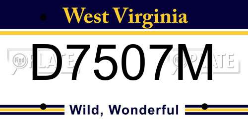 D7507M West Virginia License Plate