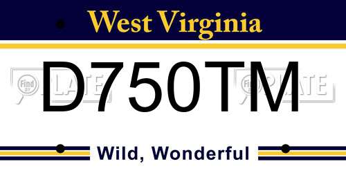D750TM West Virginia License Plate