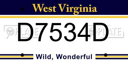 D7534D West Virginia License Plate