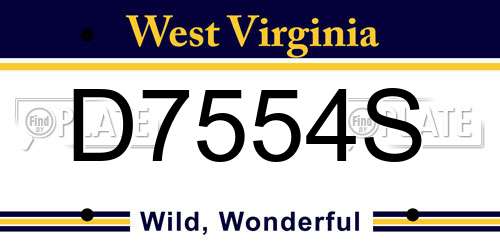 D7554S West Virginia License Plate