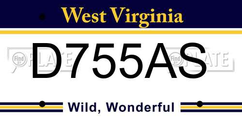 D755AS West Virginia License Plate