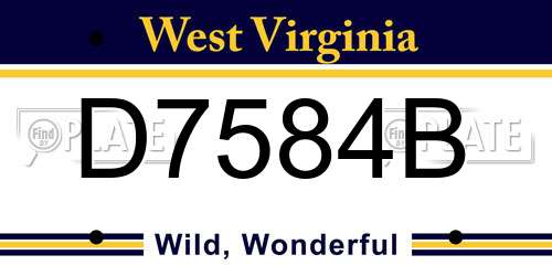 D7584B West Virginia License Plate