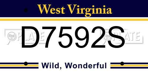 D7592S West Virginia License Plate