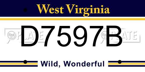 D7597B West Virginia License Plate