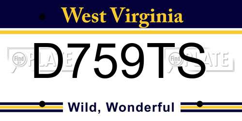 D759TS West Virginia License Plate