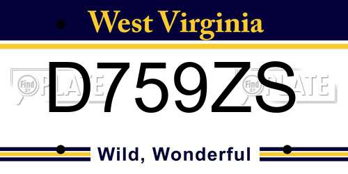 D759ZS West Virginia License Plate