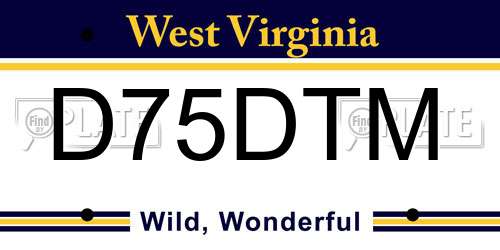 D75DTM West Virginia License Plate