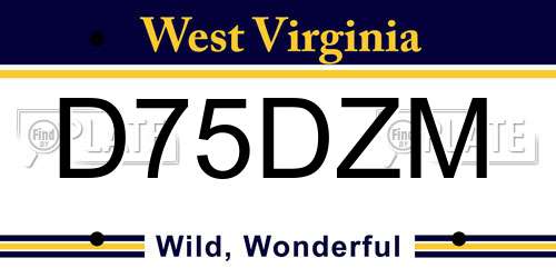 D75DZM West Virginia License Plate