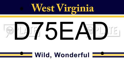 D75EAD West Virginia License Plate