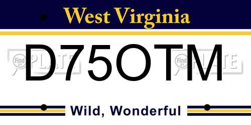 D75OTM West Virginia License Plate