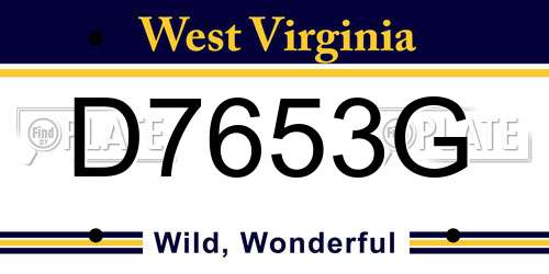 D7653G West Virginia License Plate