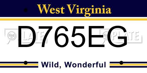 D765EG West Virginia License Plate
