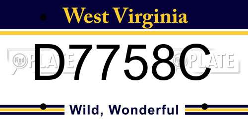 D7758C West Virginia License Plate