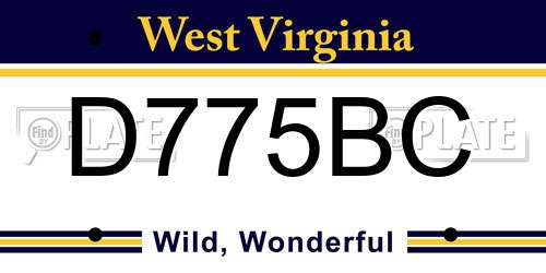 D775BC West Virginia License Plate