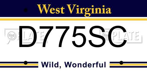D775SC West Virginia License Plate