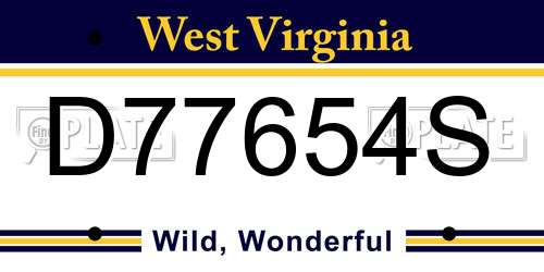 D77654S West Virginia License Plate