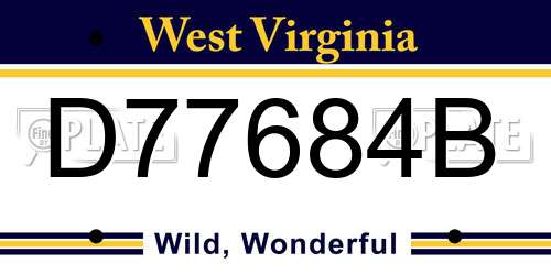 D77684B West Virginia License Plate