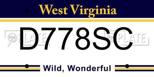 D778SC West Virginia License Plate