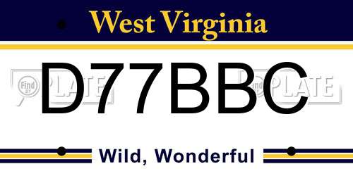 D77BBC West Virginia License Plate