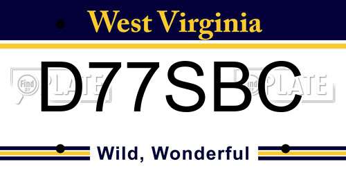 D77SBC West Virginia License Plate