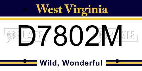 D7802M West Virginia License Plate