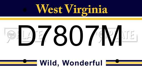 D7807M West Virginia License Plate