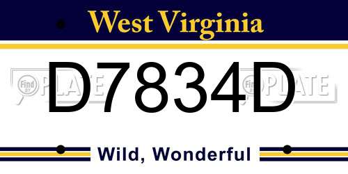 D7834D West Virginia License Plate