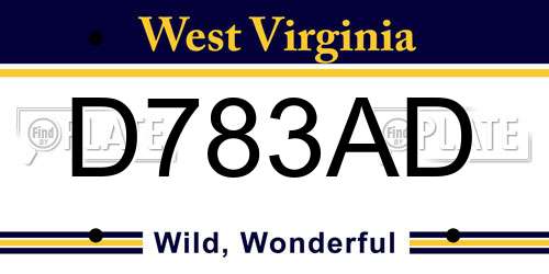 D783AD West Virginia License Plate