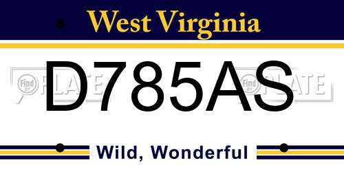 D785AS West Virginia License Plate